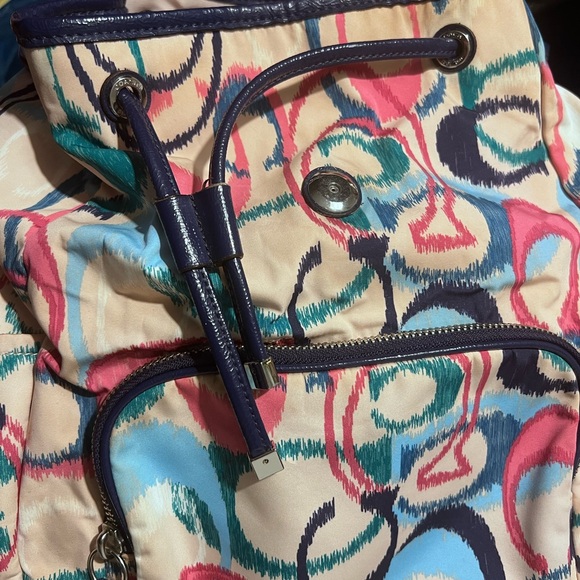 Coach RARE Multicolor Pink Blue Backpack - Picture 4 of 6